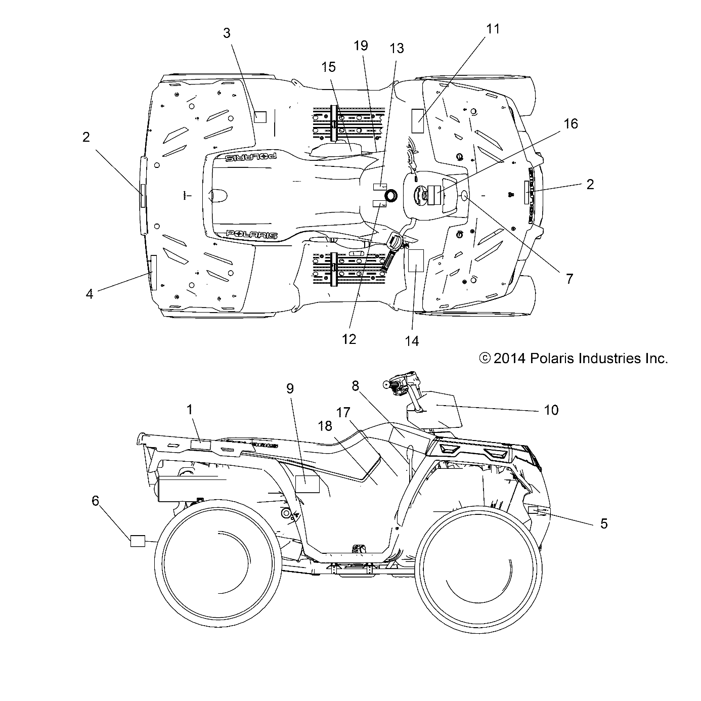 CARROSSERIE AUTOCOLLANTS POUR SPORTSMAN 570 SP MD 2015