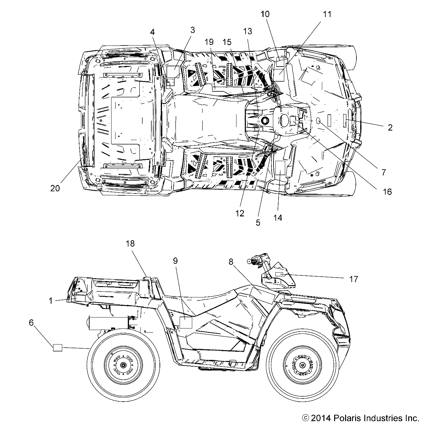 CARROSSERIE AUTOCOLLANTS POUR SPORTSMAN 570 EFI UTE HD 2015