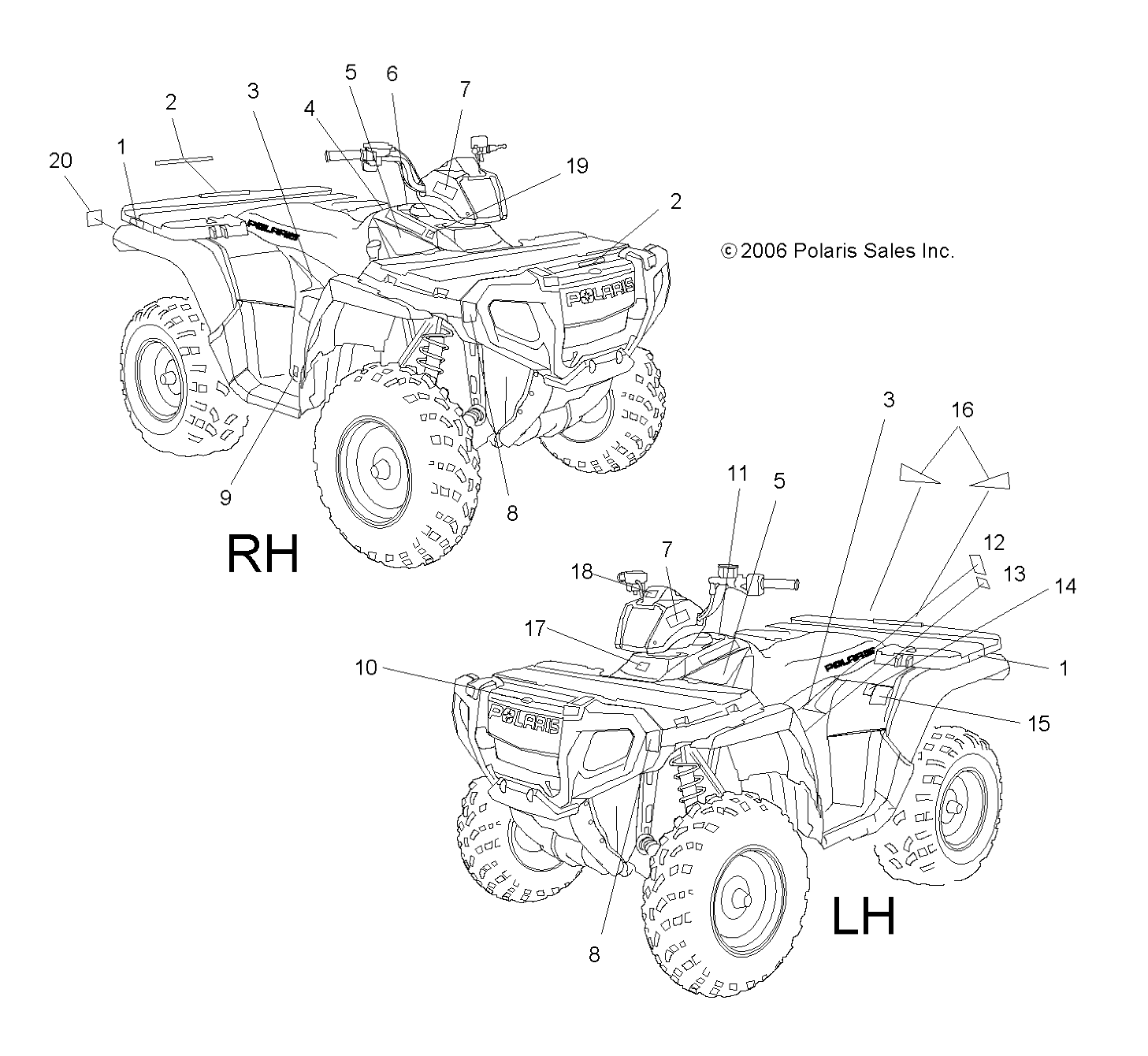 CARROSSERIE AUTOCOLLANTS POUR SPORTSMAN 500 EFI 2007