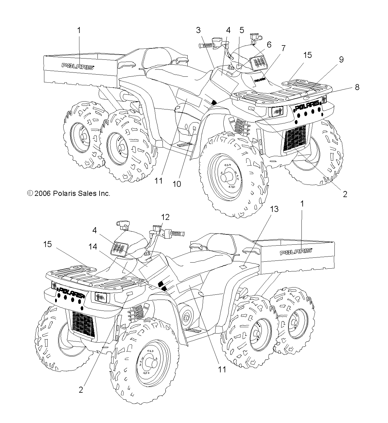 CARROSSERIE AUTOCOLLANTS POUR SPORTSMAN 6X6 2007