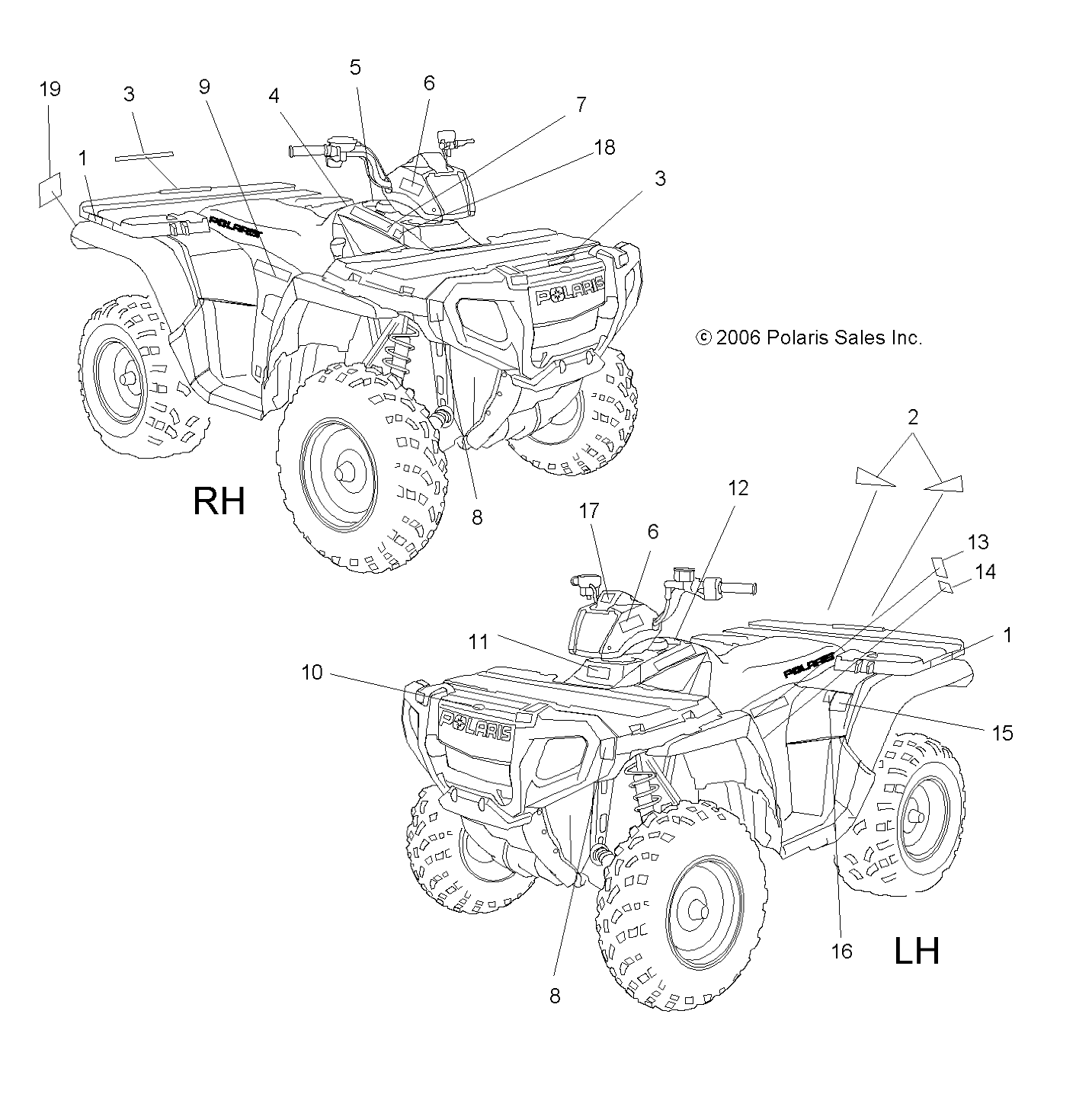 CARROSSERIE AUTOCOLLANTS POUR SPORTSMAN 800 EFI 2007