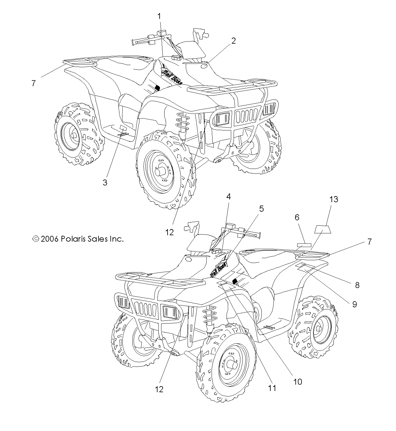 CARROSSERIE AUTOCOLLANTS POUR TRAIL BOSS 330 2008