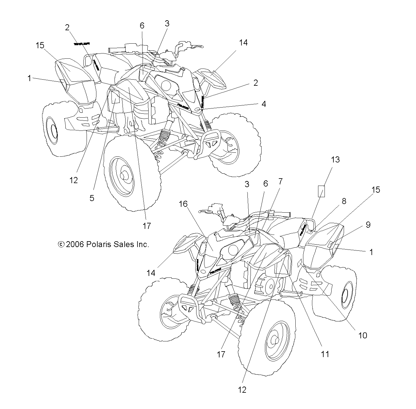 CARROSSERIE AUTOCOLLANTS POUR PREDATOR 500LE 2007