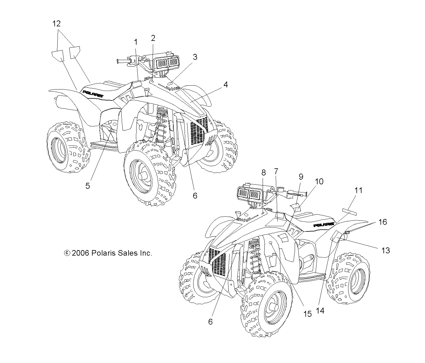 CARROSSERIE AUTOCOLLANTS POUR SCRAMBLER 500 4X4 2007