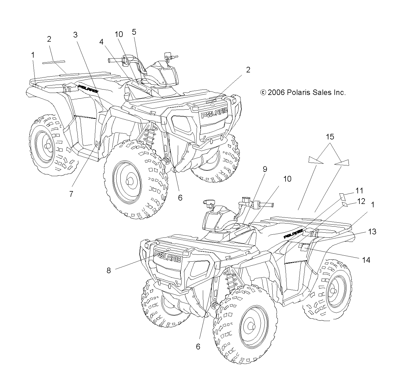 CARROSSERIE AUTOCOLLANTS POUR SPORTSMAN 450 2007