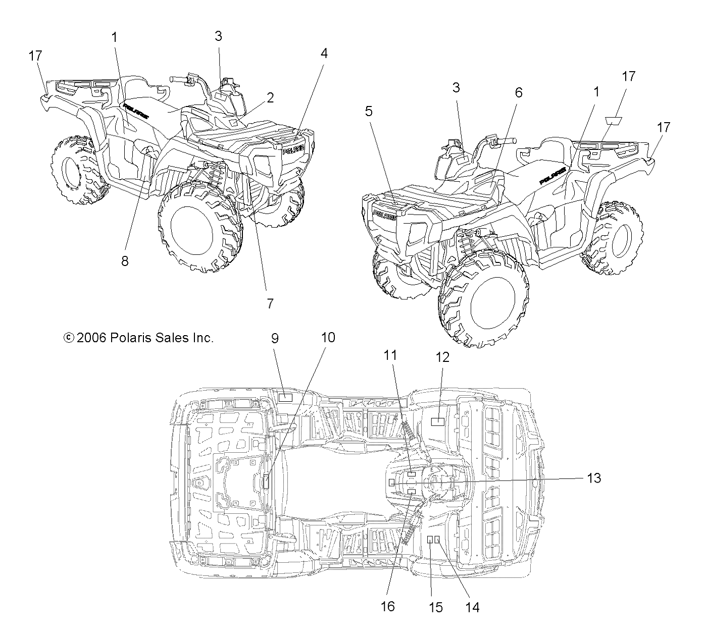 CARROSSERIE AUTOCOLLANTS POUR SPORTSMAN X2 500 EFI 2007