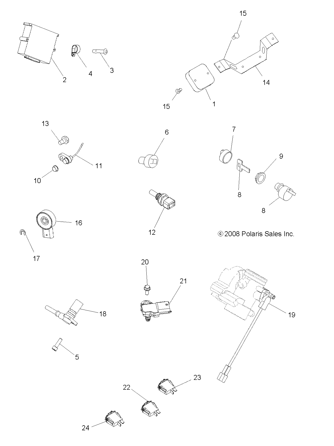 ELECTRIQUE INTERRUPTEURS ET CAPTEURS ET ECM POUR SPORTSMAN 800 HO EFI 2008