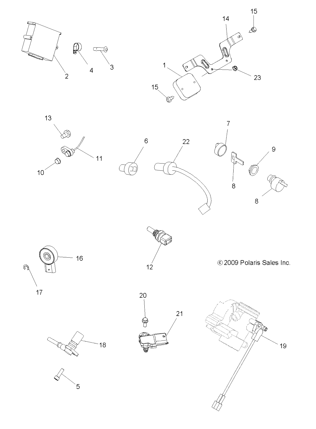 ELECTRIQUE INTERRUPTEURS ET CAPTEURS ET ECM POUR SPORTSMAN 800 EFI 6X6 2010