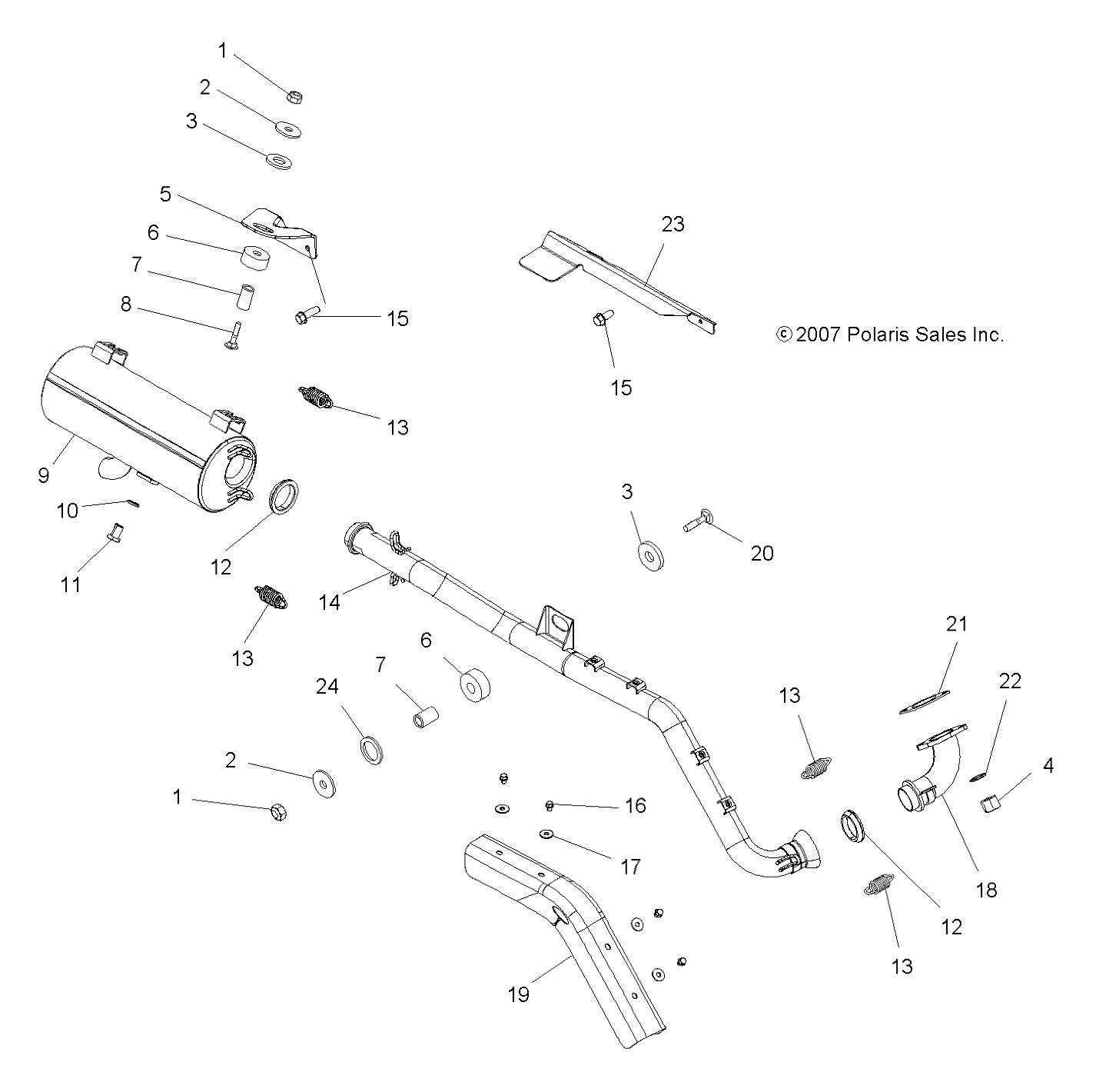 MOTEUR ECHAPPEMENT POUR SPORTSMAN X2 500 EFI 2009