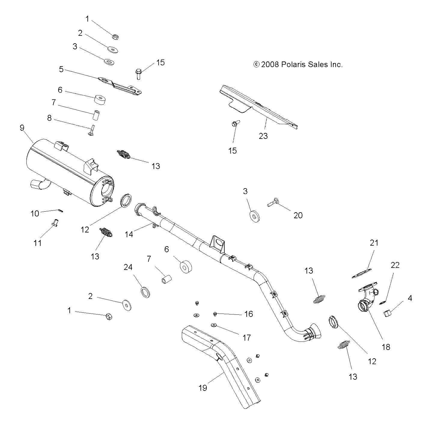 MOTEUR ECHAPPEMENT POUR SPORTSMAN TOURING 500 EFI QUAD 2009