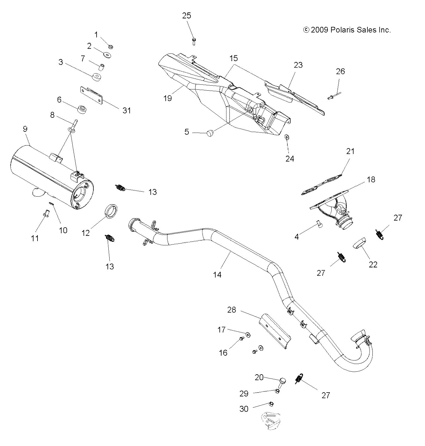 MOTEUR ECHAPPEMENT POUR SPORTSMAN 800 EFI 2010