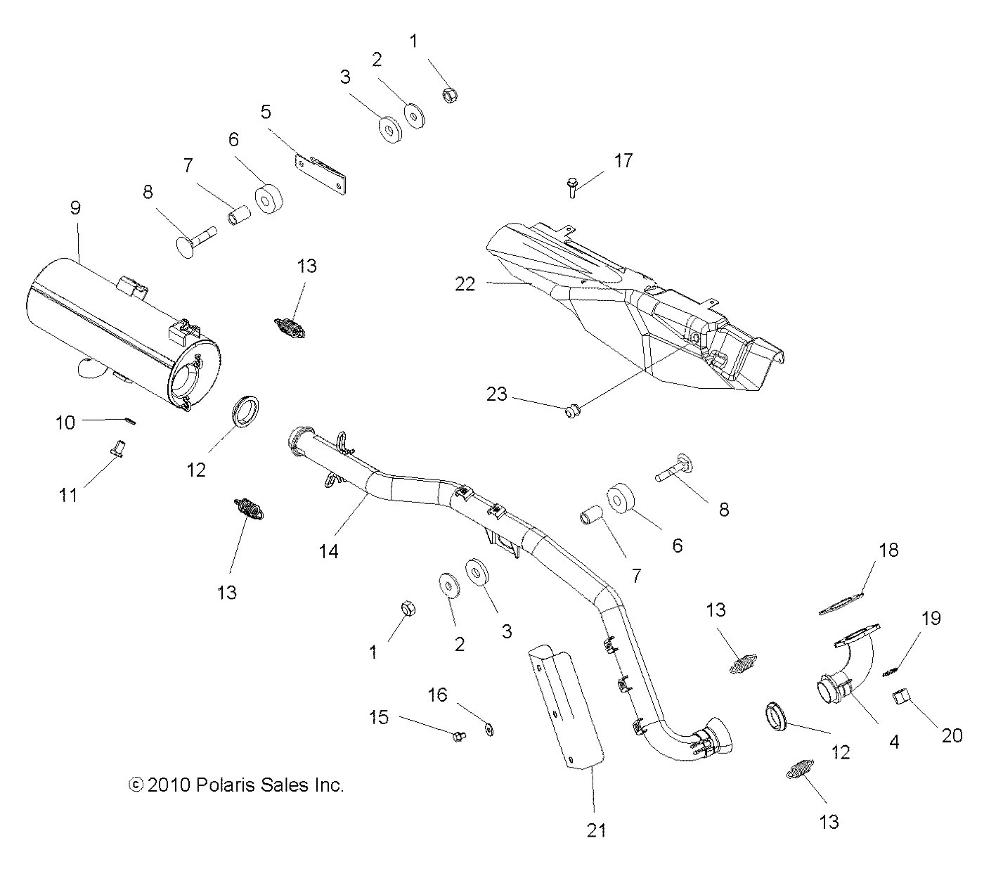 MOTEUR ECHAPPEMENT POUR SPORTSMAN 500 HO 2011