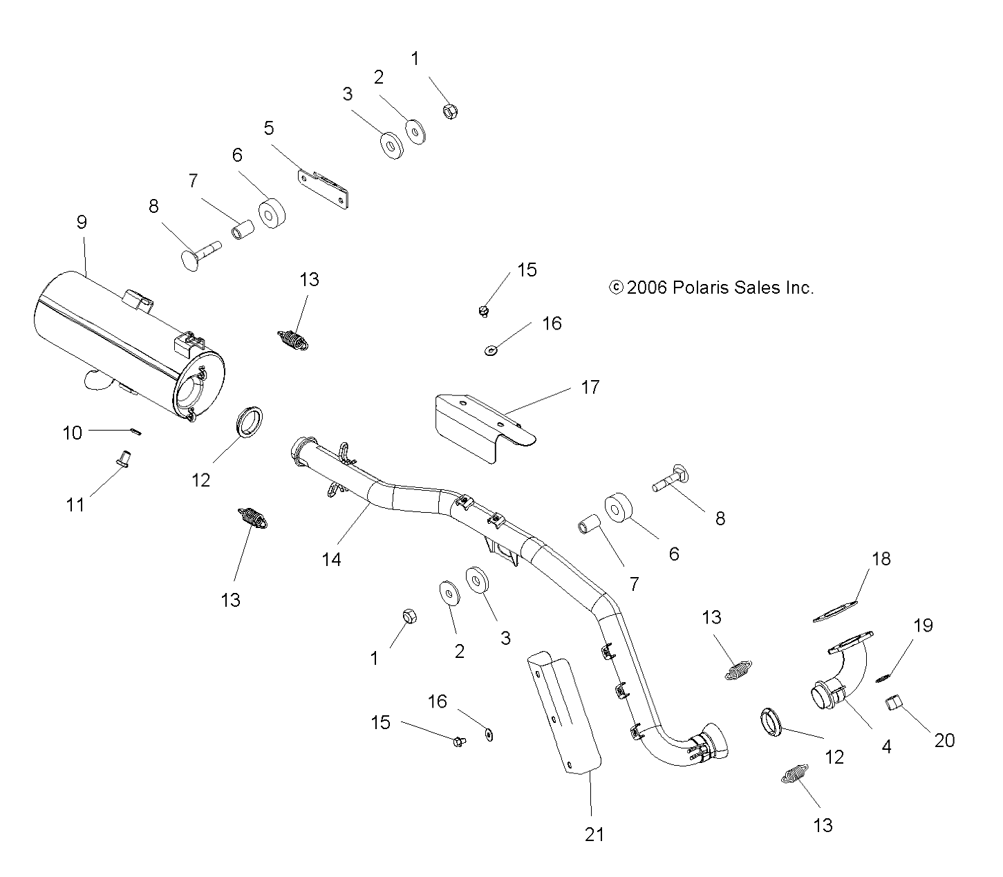 MOTEUR SYSTEME DECHAPPEMENT POUR SPORTSMAN 450 2007