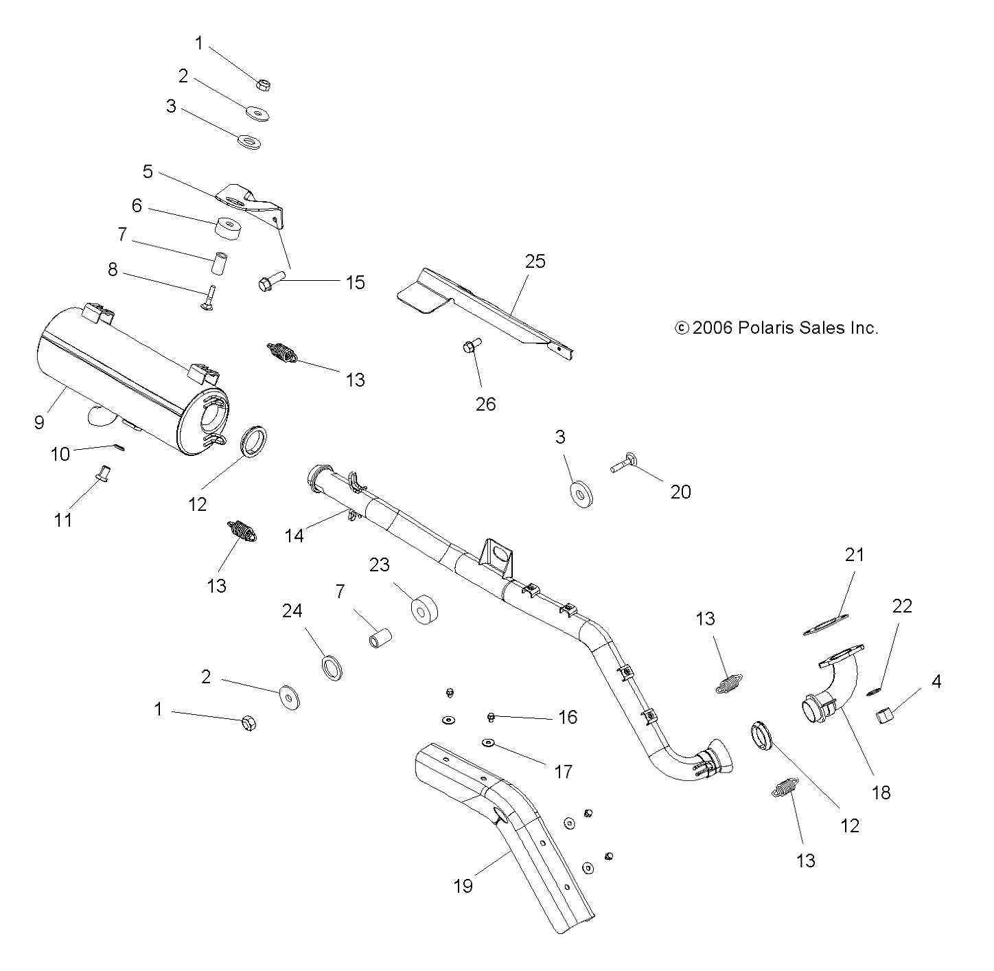 MOTEUR SYSTEME DECHAPPEMENT POUR SPORTSMAN X2 500 EFI 2007