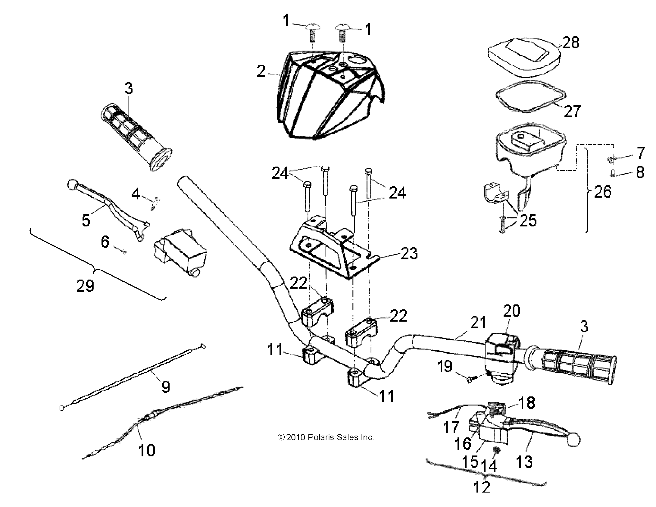 DIRECTION GUIDON ET COMMANDES POUR PHOENIX 200 R03 2018