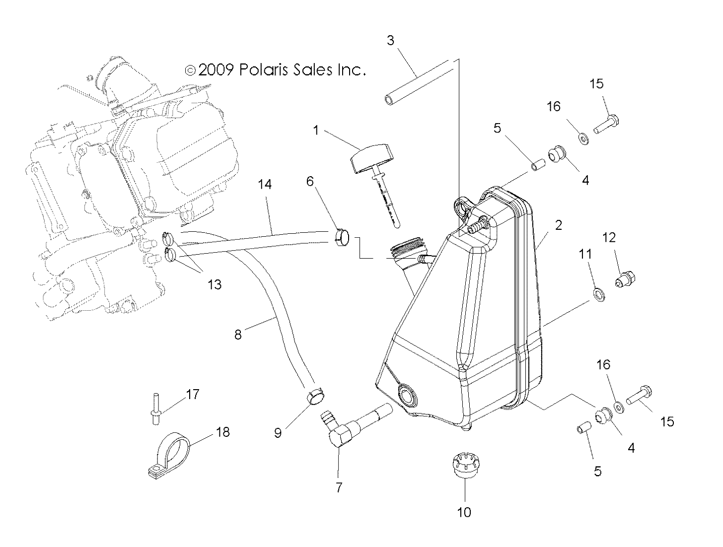 MOTEUR SYSTEME DE LUBRIFICATION ET RESERVOIR DE LUBRIFIANT POUR SCRAMBLER 500 4X4 2010