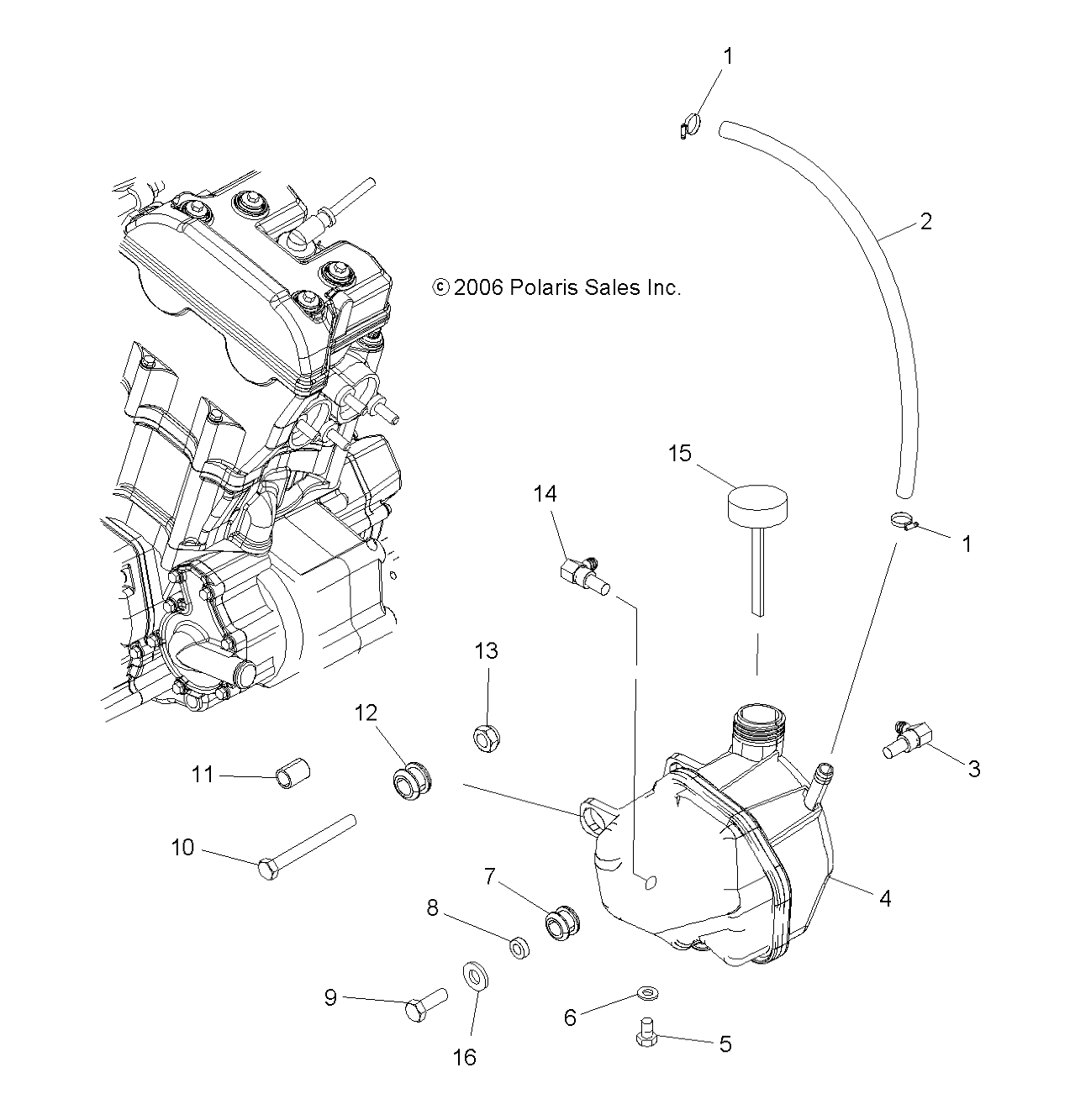 CARROSSERIE RESERVOIR DHUILE POUR OUTLAW 500 2007