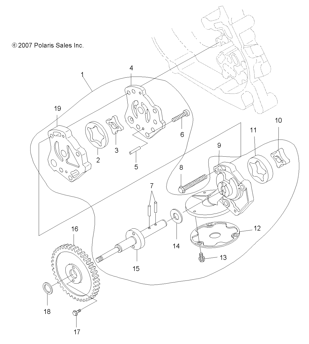 MOTEUR POMPE A HUILE POUR SPORTSMAN 400 HO 4X4 2010