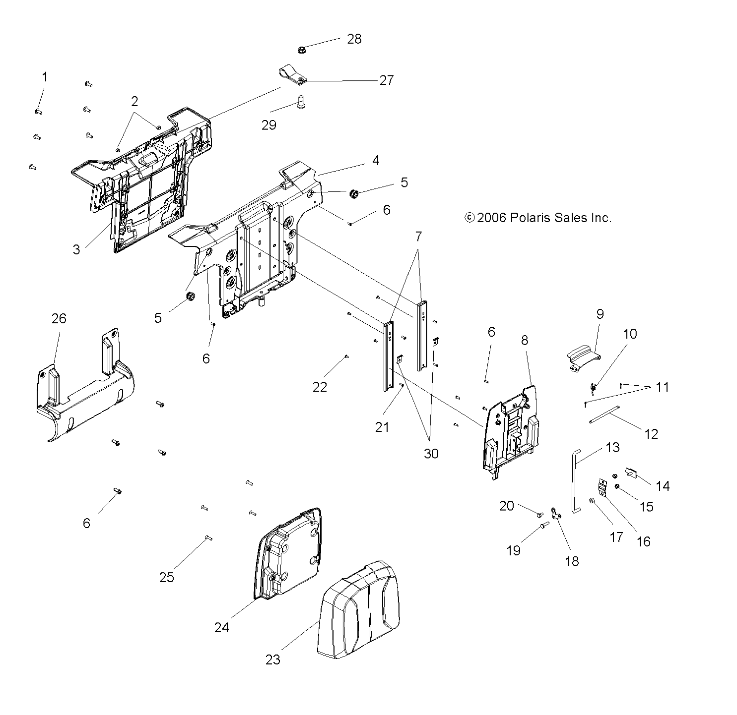 CARROSSERIE DOS SIEGE PASSAGER POUR SPORTSMAN X2 800 EFI 2007