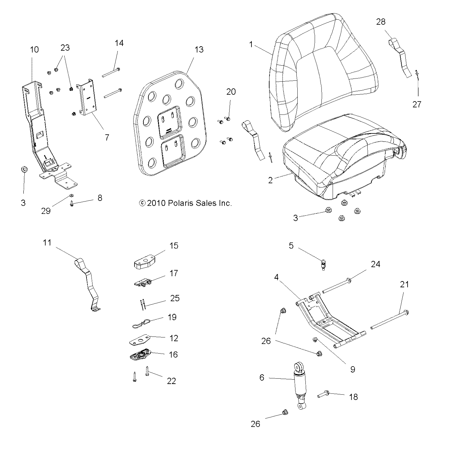 CARROSSERIE SOUS ET ARRIERE SIEGE PASSAGER POUR SPORTSMAN TOURING EPS 850 2011