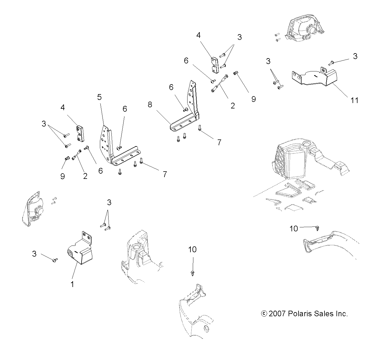 CARROSSERIE ELEMENTS DE FIXATION DU HAYON POUR SPORTSMAN X2 800 EFI LE 2008