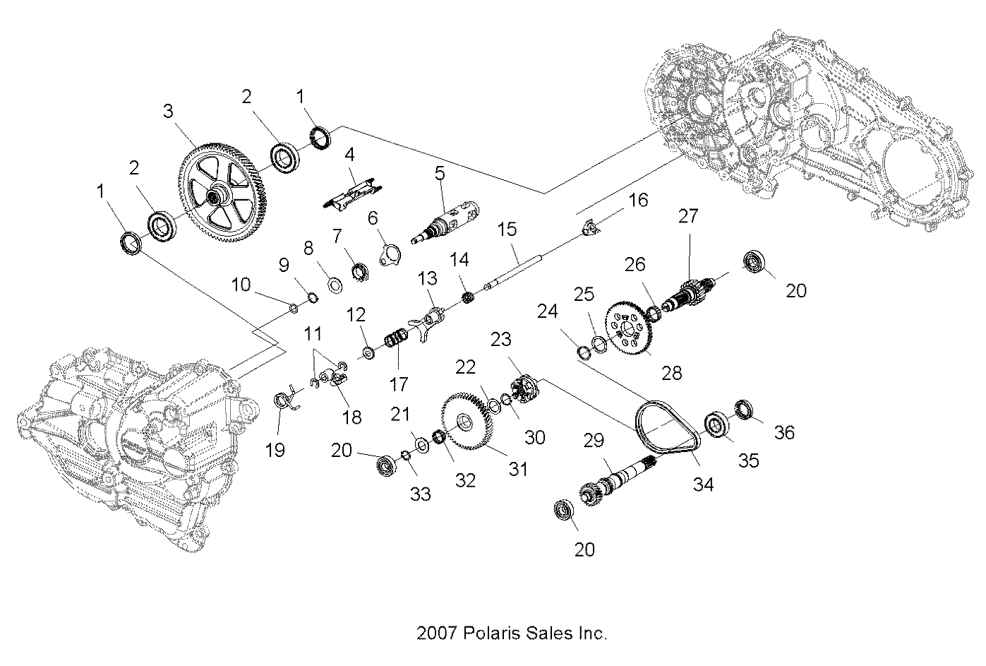 TRANSMISSION INTERIEUR BOITE PRINCIPALE POUR HAWKEYE 2X4 2011