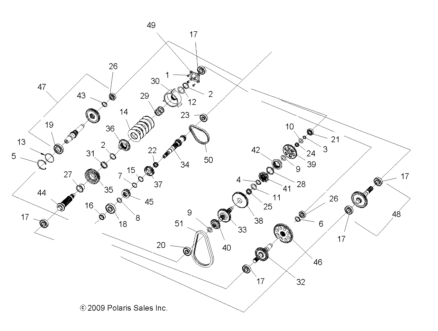 TRANSMISSION INTERIEUR BOITE PRINCIPALE POUR SPORTSMAN EPS 550 2010