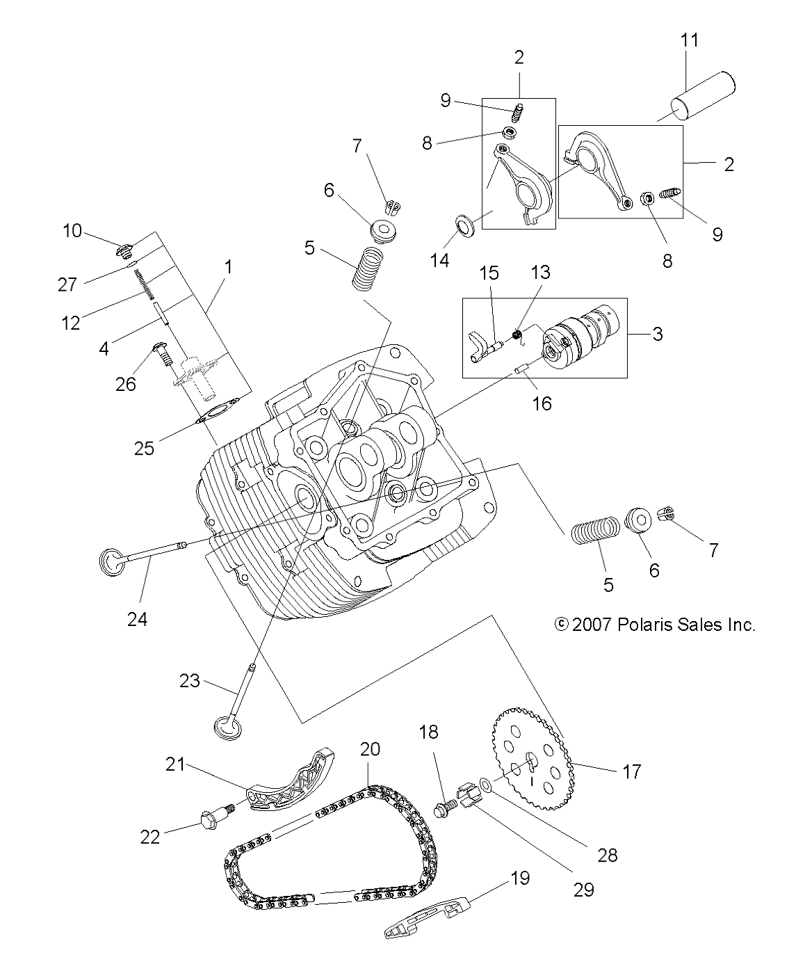 MOTEUR SOUPAPES ET ARBRE A CAMES POUR HAWKEYE 300 2X4 2009