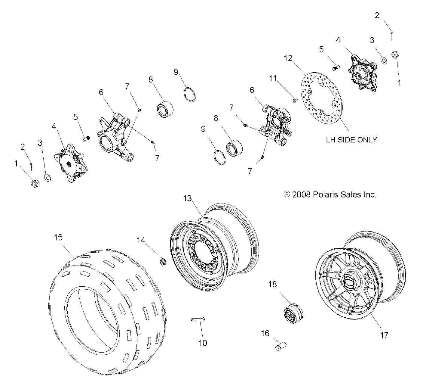 ROUES ROUES ARRIERE POUR SPORTSMAN 300 4X4 2008