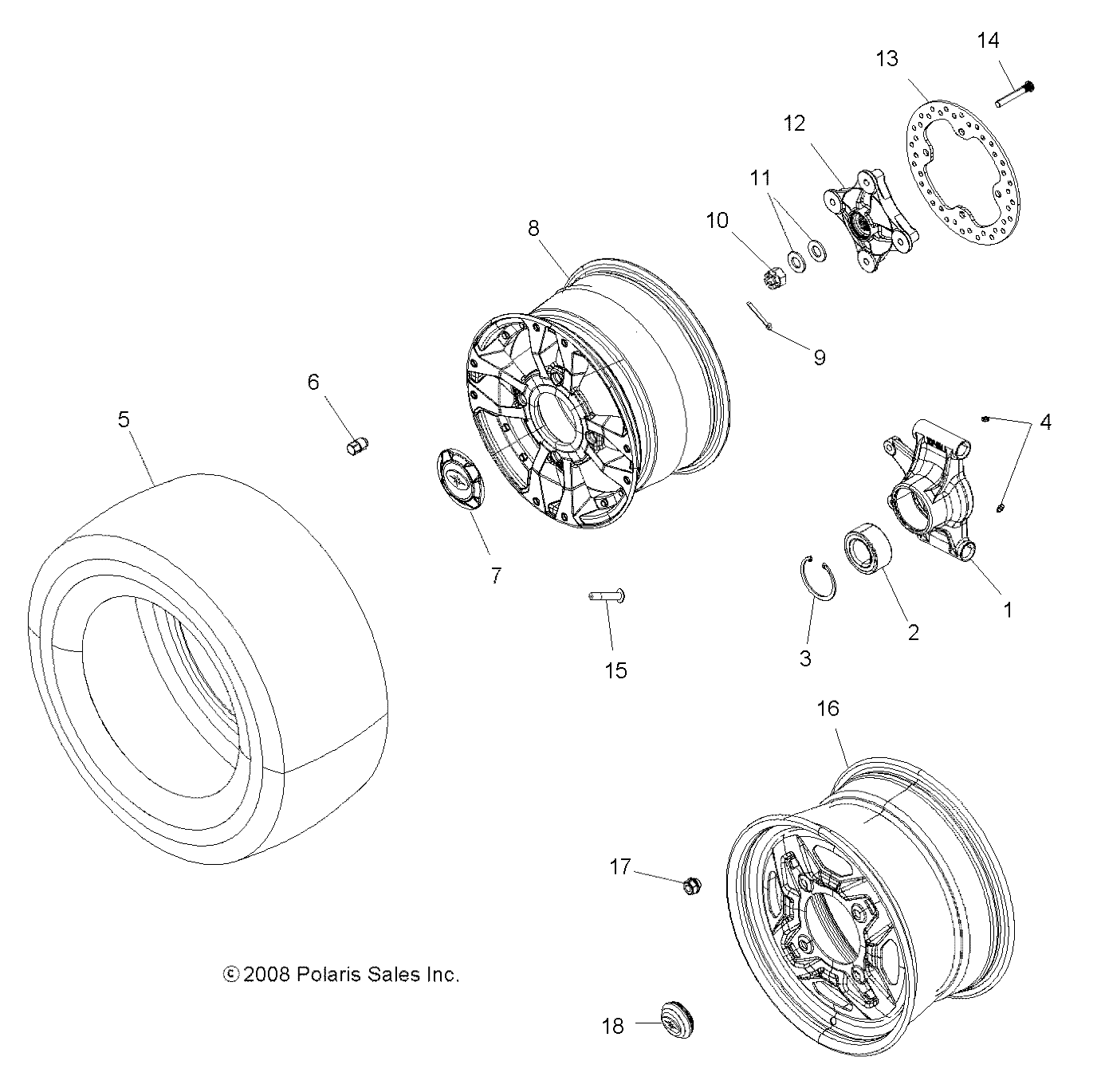 ROUES ROUES ET MOYEUX ARRIERE POUR SPORTSMAN XP EPS 550 2009