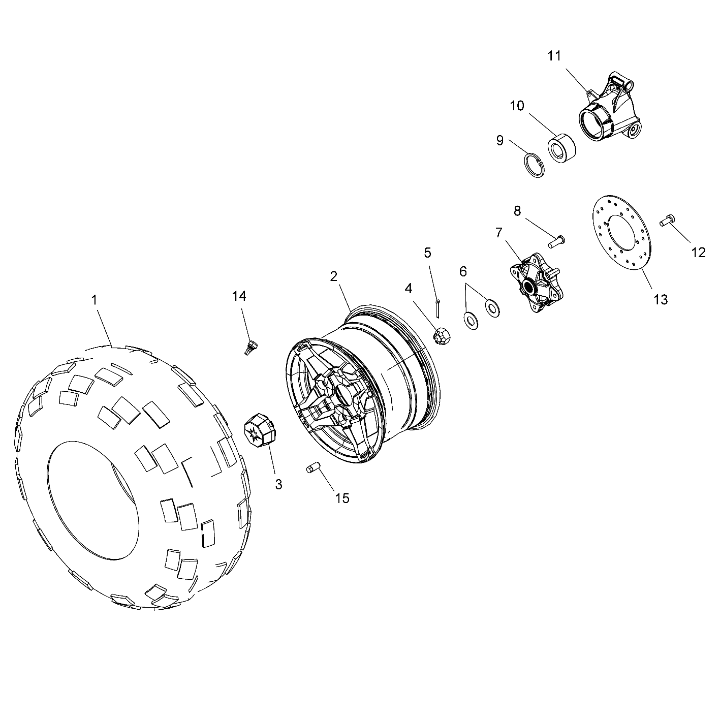 ROUES PNEU ARRIERE ET DISQUE DE FREIN POUR 570 TR PRM PS MD 2015