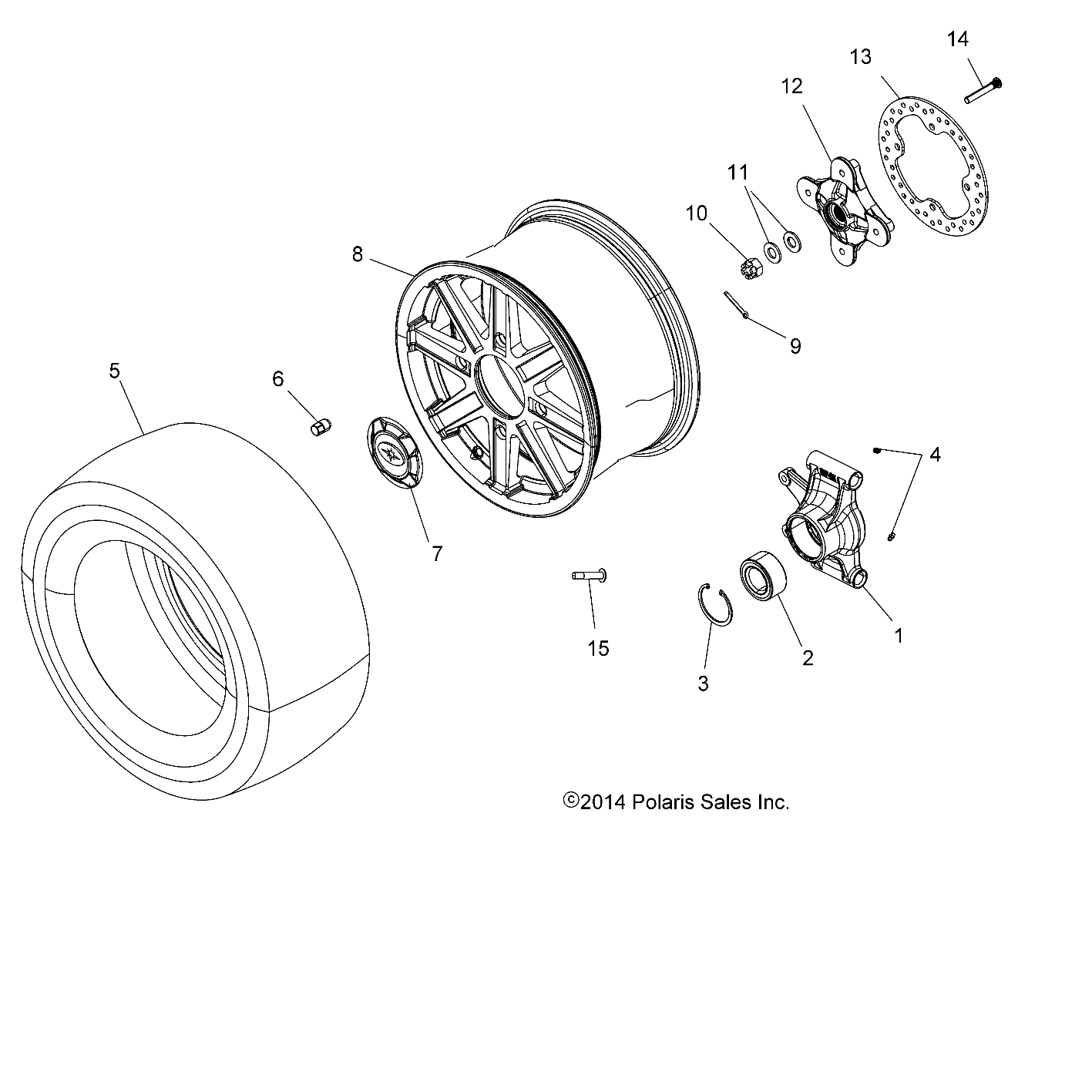 ROUES ROUES ET MOYEUX ARRIERE POUR SPORTSMAN 850 TOURING SP EU 2015