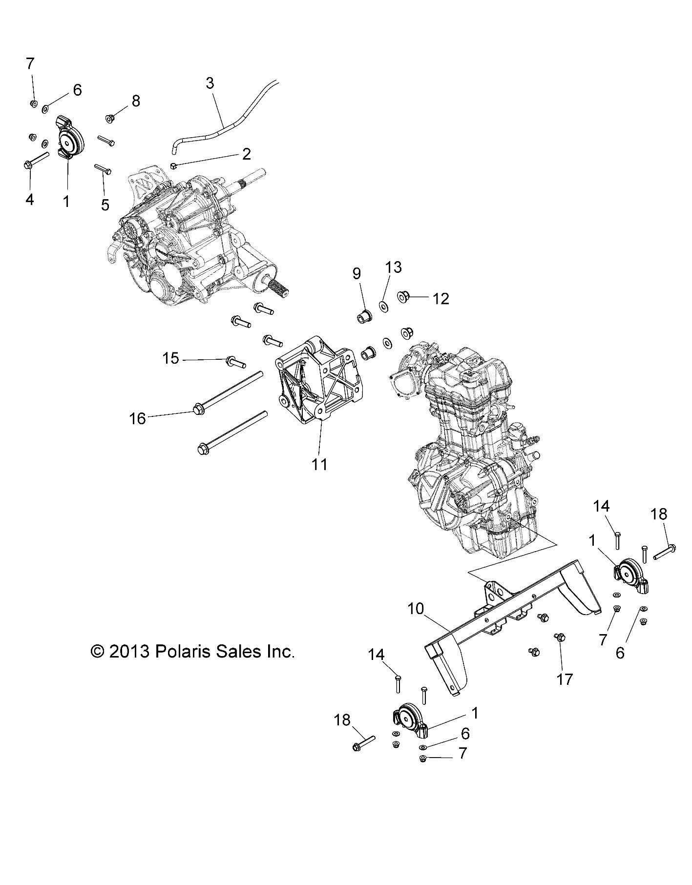 MOTEUR MONTAGE TRANSMISSION POUR SPORTSMAN ACE 325 EURO 2015