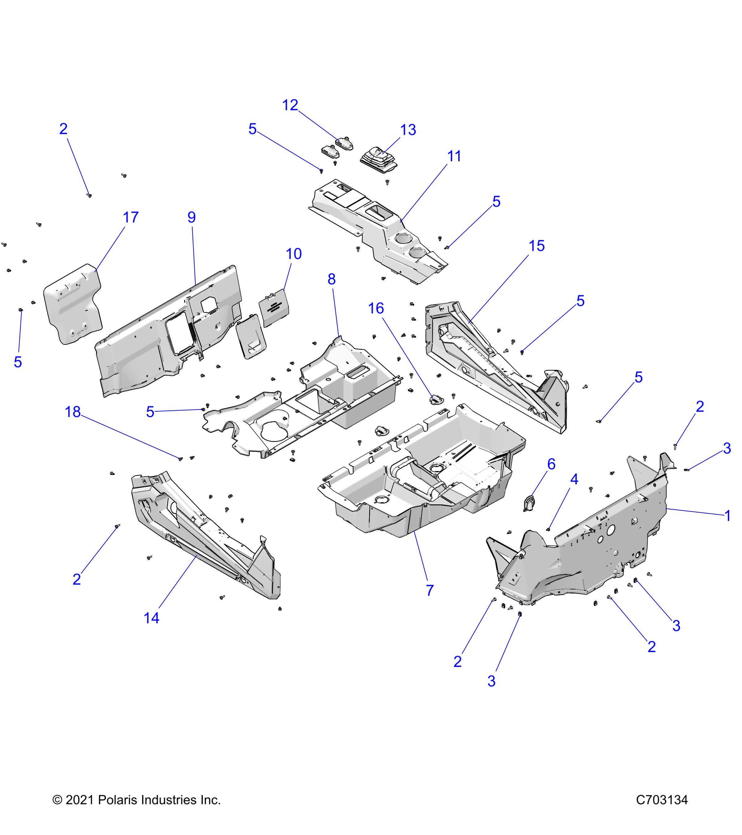 CARROSSERIE SOL ET PARES PIERRES POUR RZR TRAIL S 1000 EPS 3PC 2023