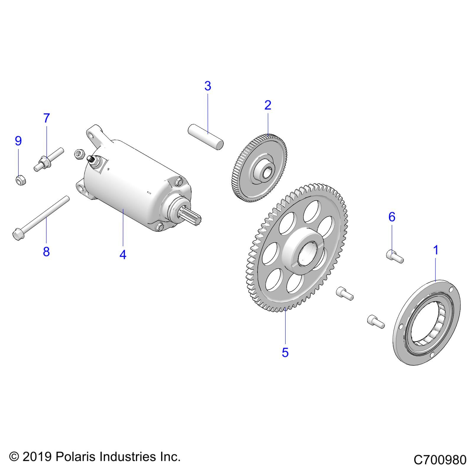 MOTEUR DISPOSITIF DENTRAINEMENT DU DEMARREUR POUR RZR TRAIL 570 2022