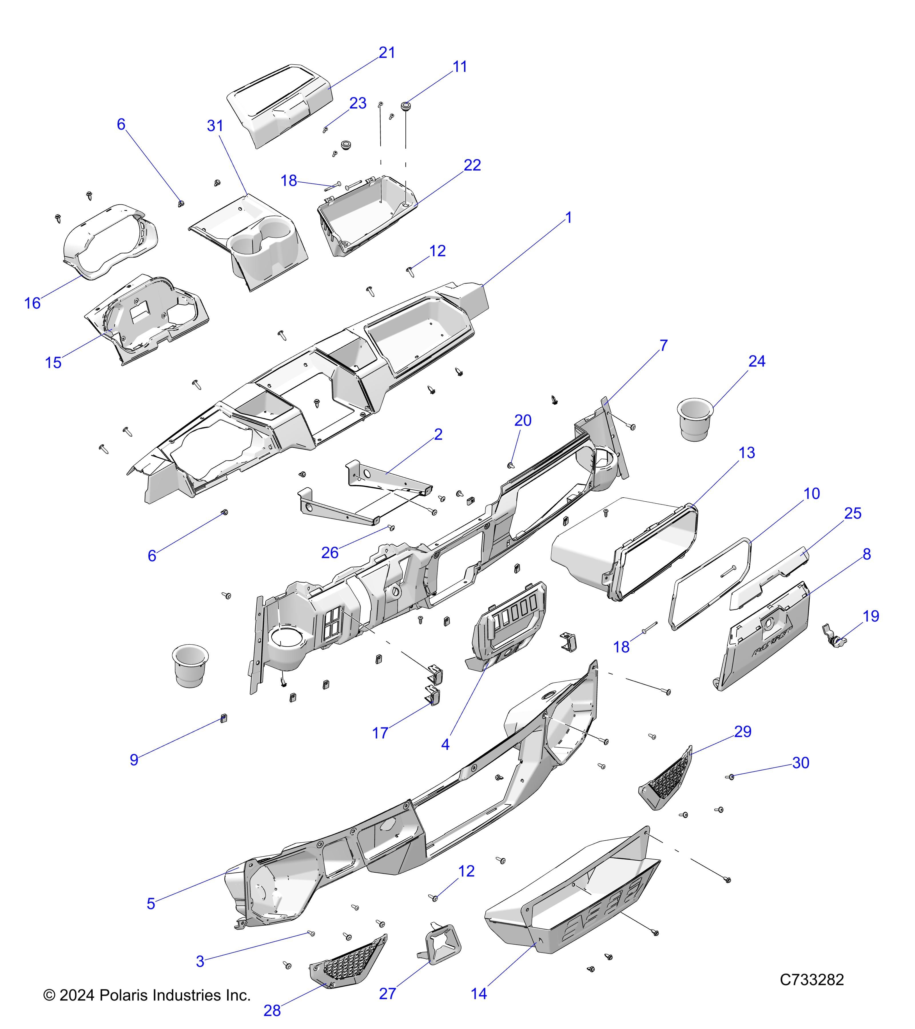 CARROSSERIE TABLEAU DE BORDS POUR RANGER 1000 XP CREW WATERFOWL 2025