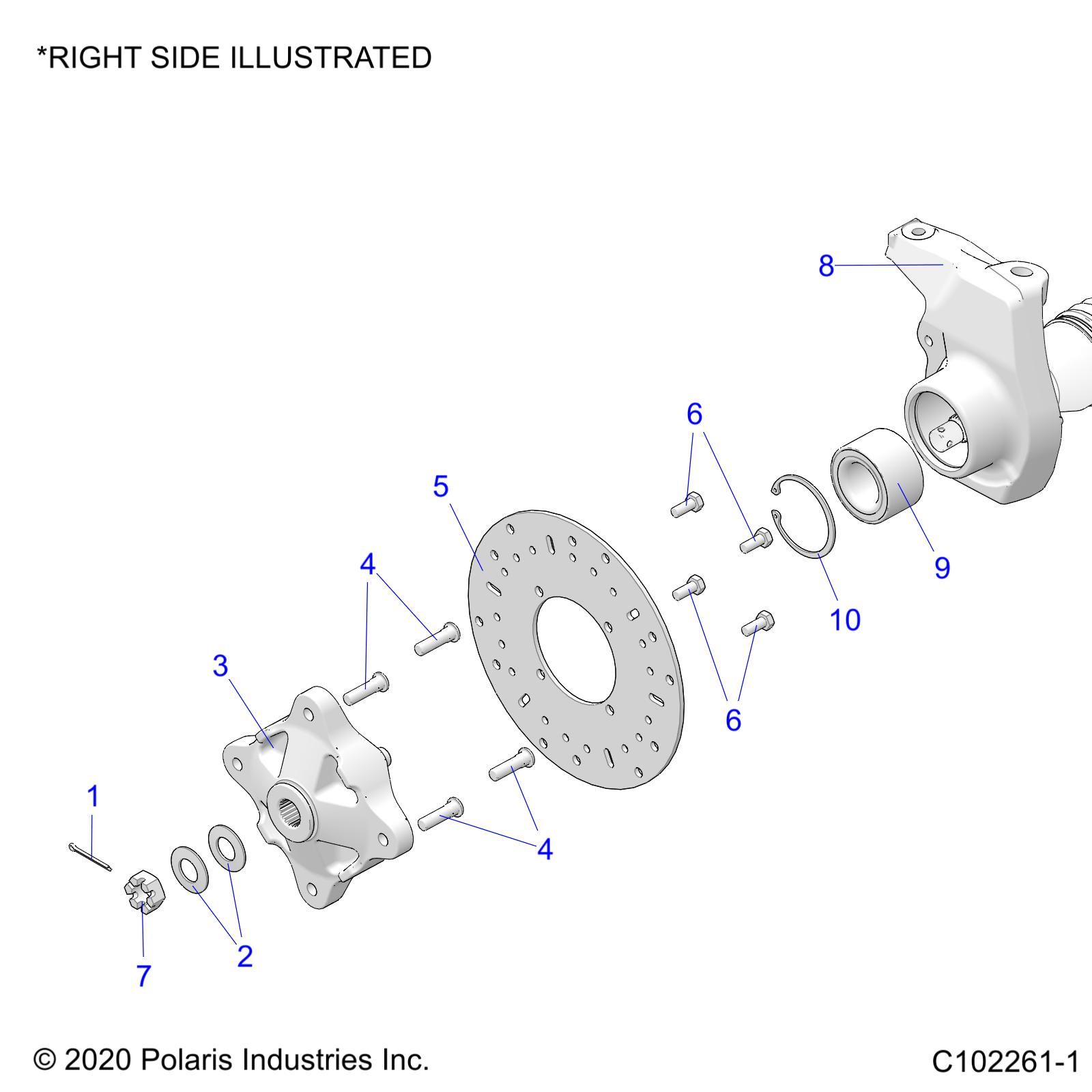SUSPENSION FRONT HUB CARRIER AND BRAKE DISC POUR SPORTSMAN 570 EPS SP MD T3B 2025
