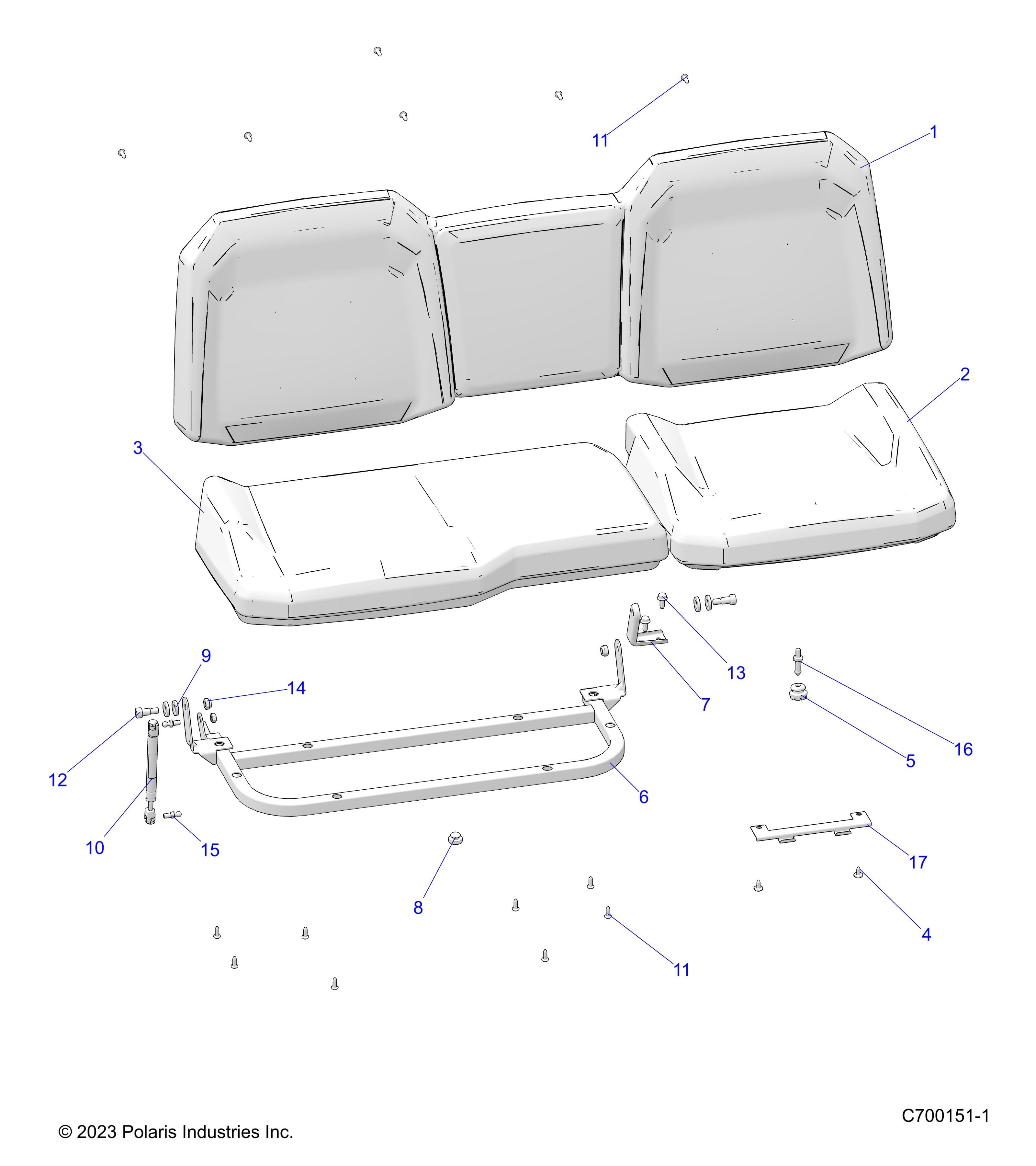CARROSSERIE ASSEMBLAGE SIEGE ARRIERE POUR RANGER 1000 XP CREW WATERFOWL 2025