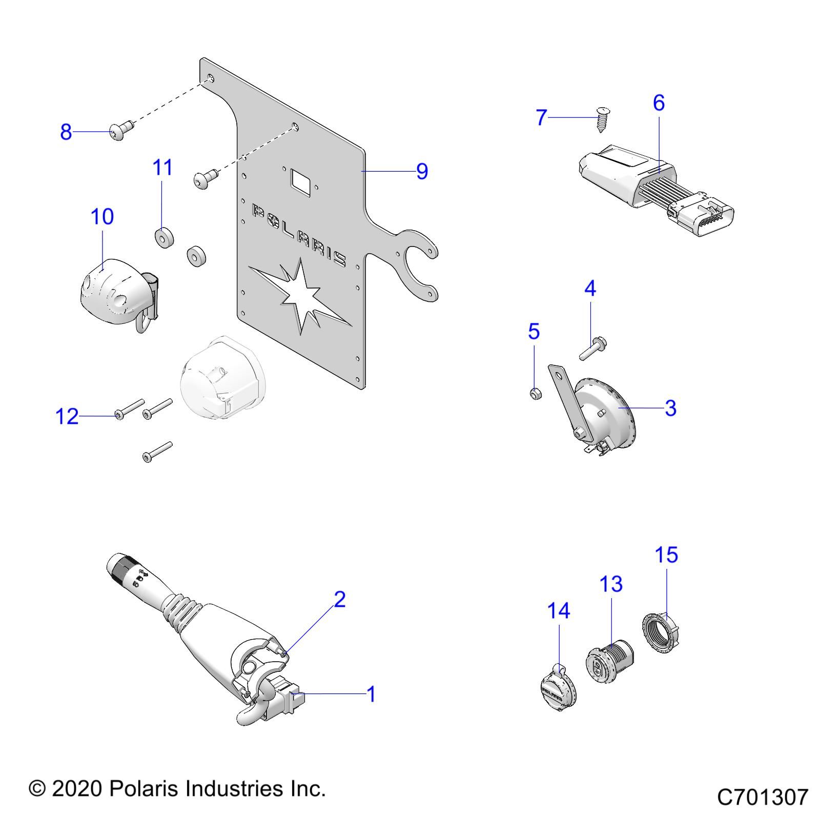 ELECTRICAL COMPONENTS AND LICENSE PLATE POUR RANGER XP 1000 EPS EU 2021