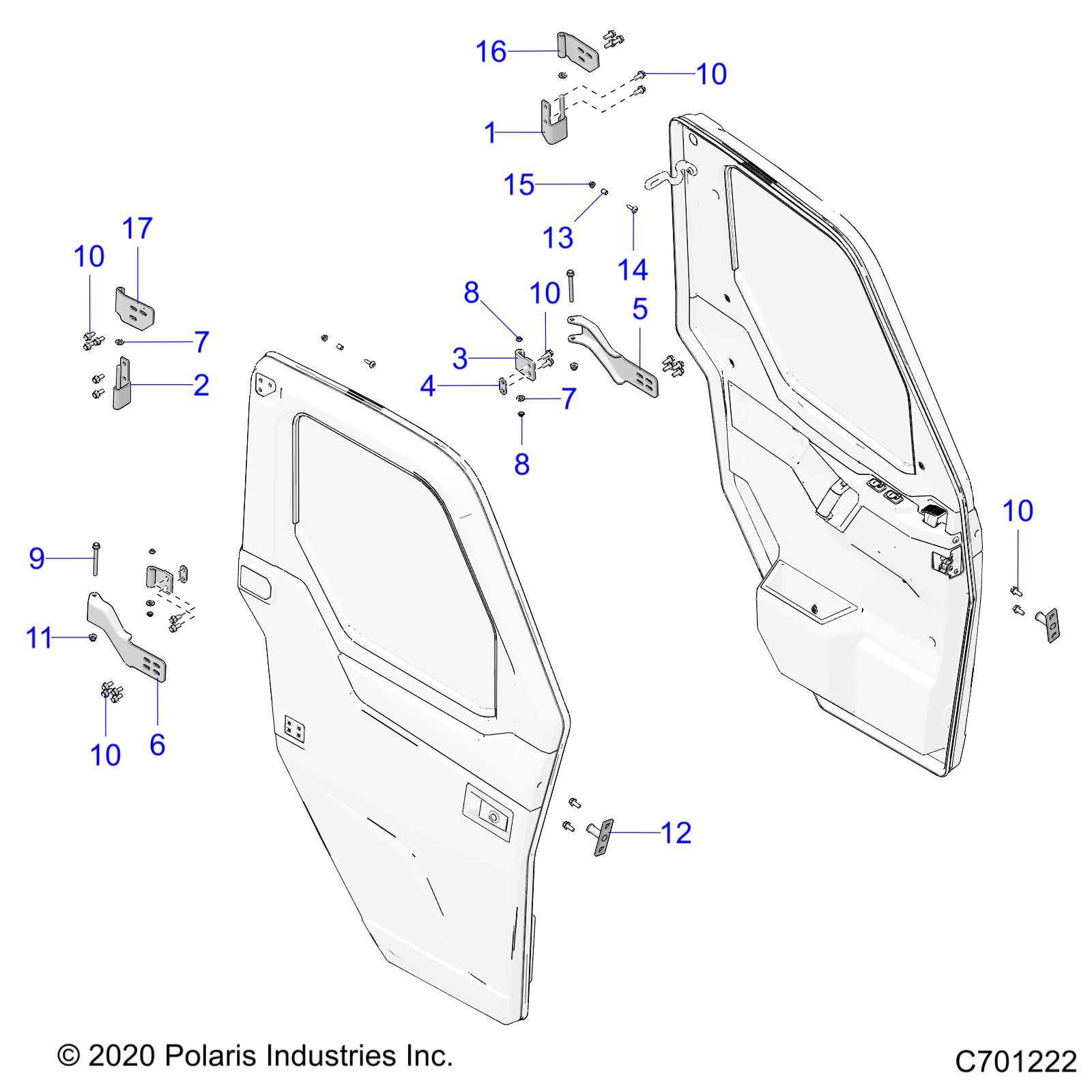 CARROSSERIE PORTE AVANT MONTAGE POUR RANGER CREW XP 1000 NSTR R01 2023