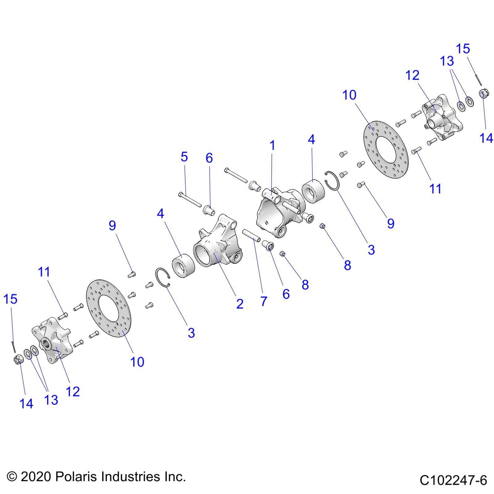 SUSPENSION MIDDLE HUBS CARRIER AND BRAKE DISC POUR SPORTSMAN 570 6X6 EPS LE EU R01 2023