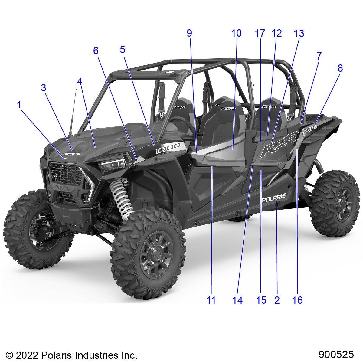 CARROSSERIE AUTOCOLLANTS DESIGN POUR RZR XP 4 1000 PREMIUM RIDE COMMAND R01 2023