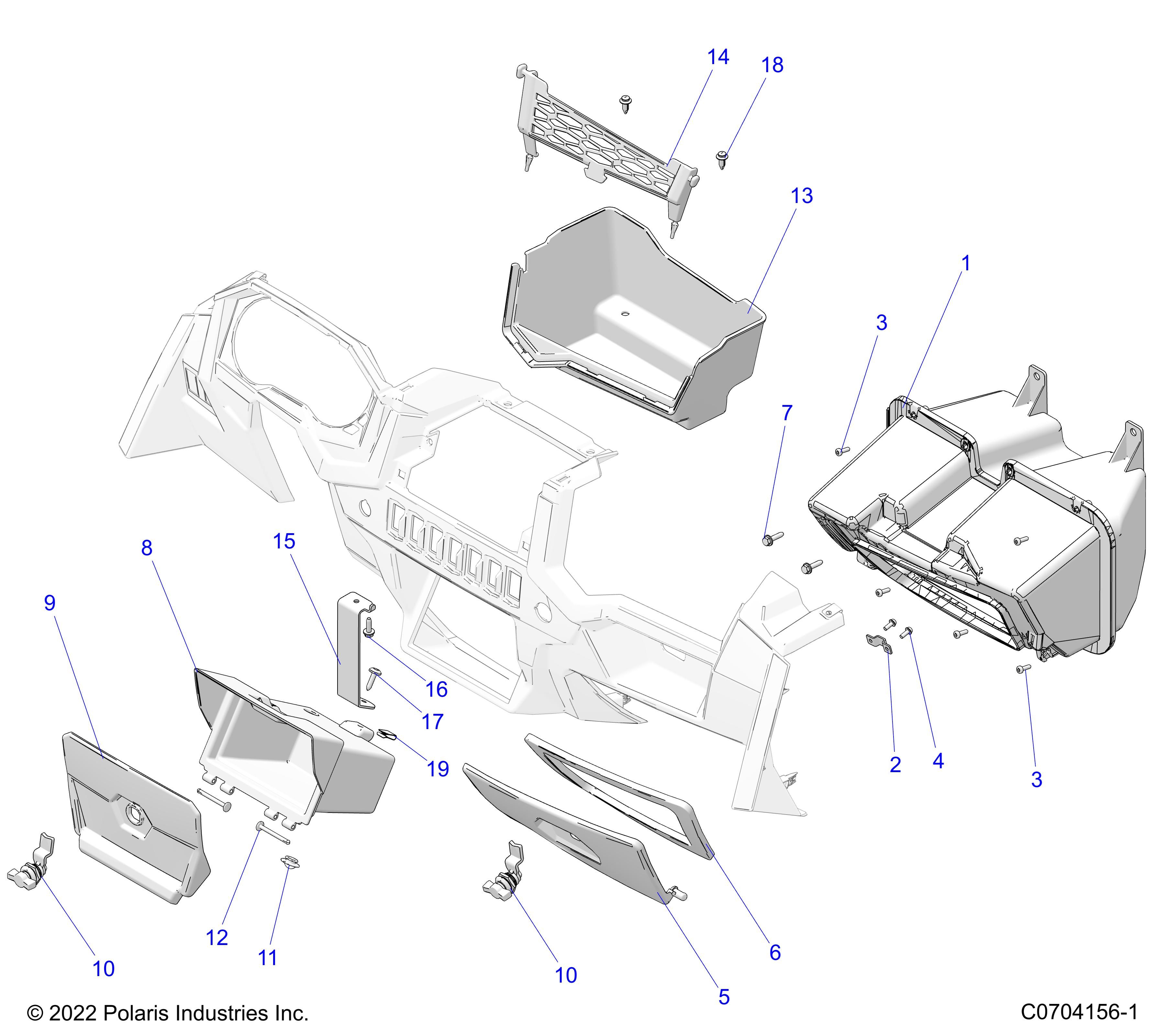 CARROSSERIE RANGEMENT TABLEAU DE BORDS POUR RZR XP 1000 PREMIUM R01 2023