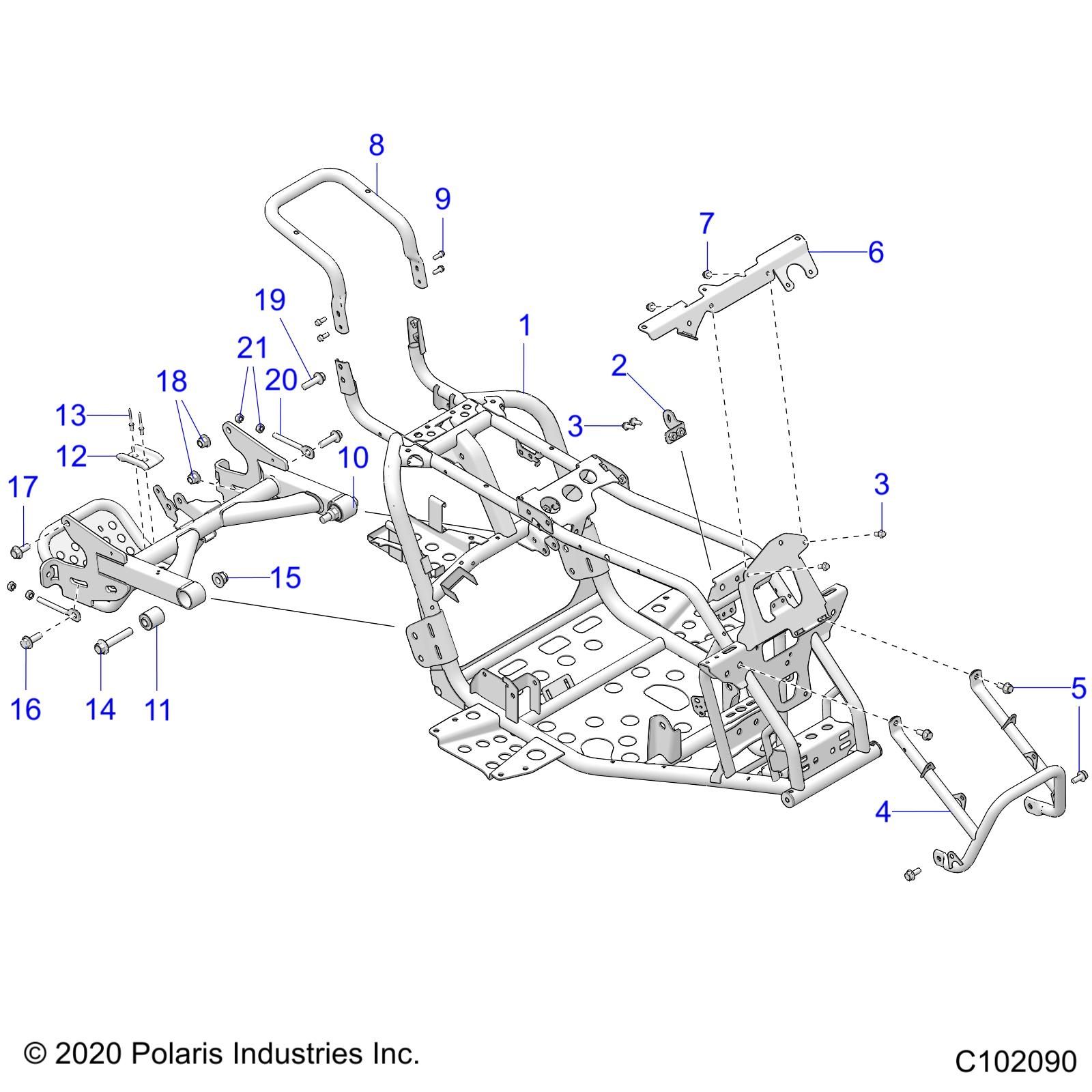 CHASSIS CADRE ASM ET BRAS OSCILLANT POUR OUTLAW 70 2024