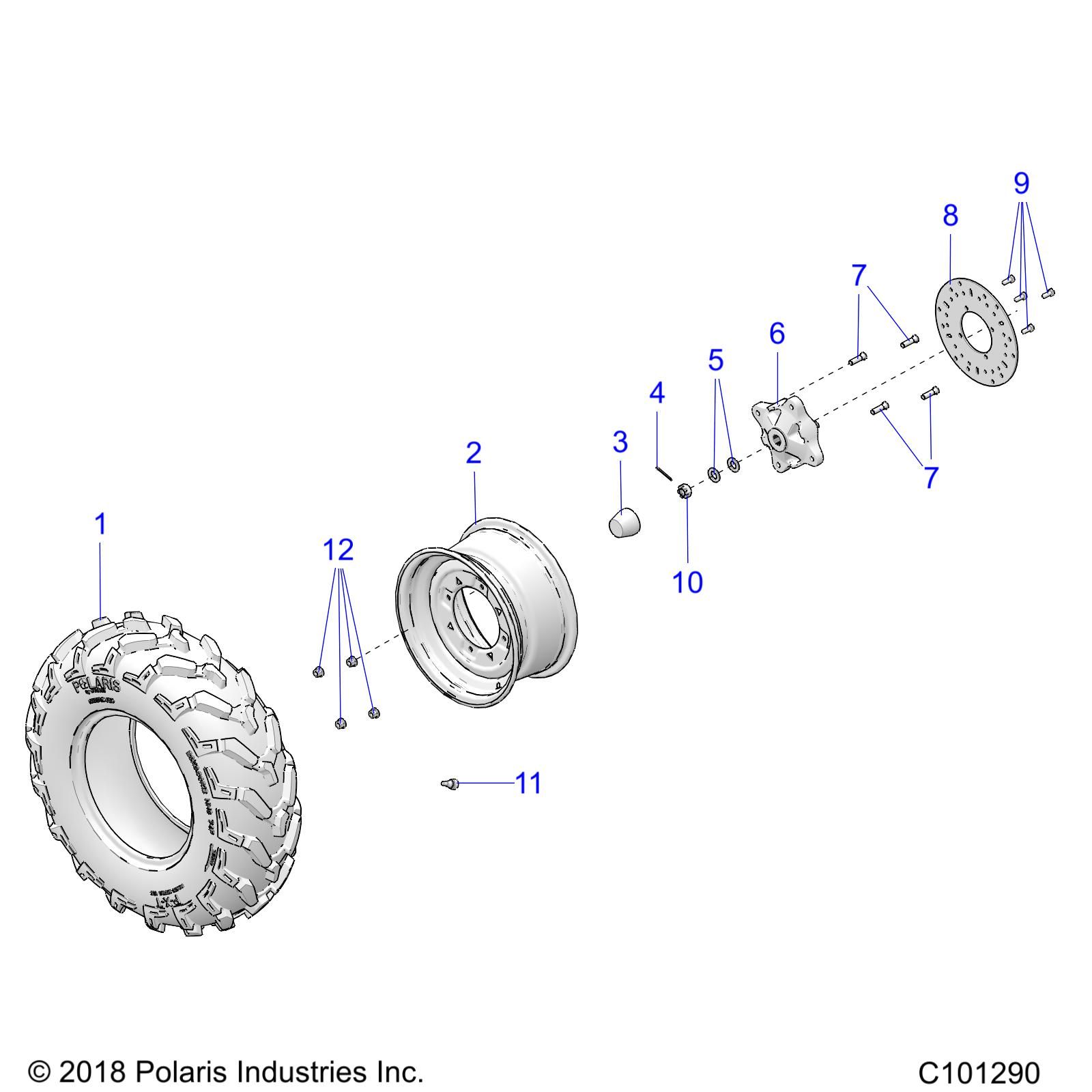ROUES PNEU AVANT ET DISQUE DE FREIN POUR SPORTSMAN 450 HO 2020