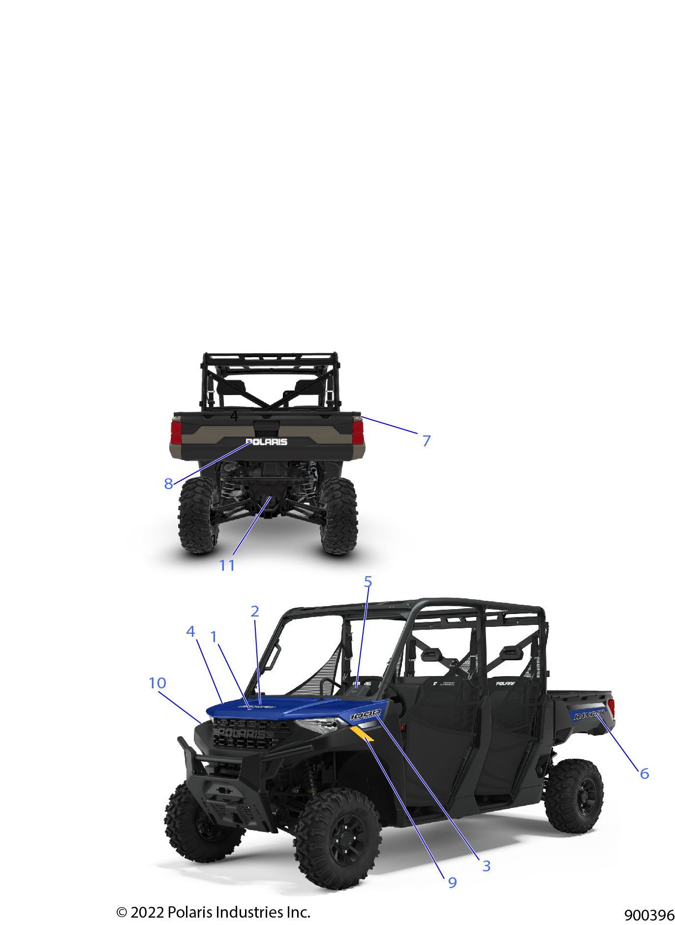 CARROSSERIE AUTOCOLLANTS DESIGN POUR RANGER CREW 1000 PREMIUM WINTER 2022