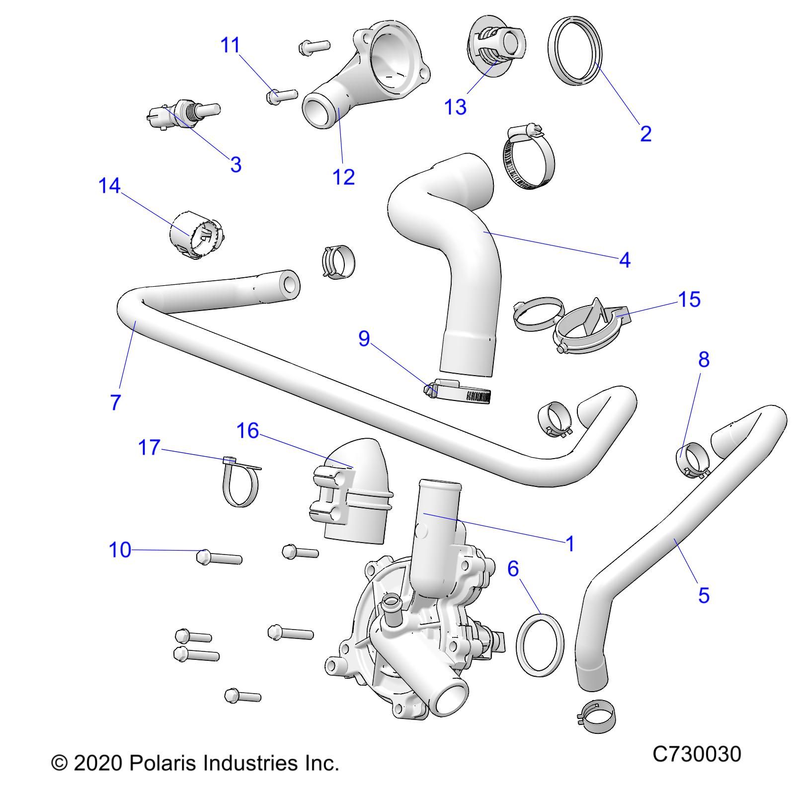 MOTEUR POMPE A EAU ET BYPASS POUR RANGER CREW XP 1000 TEXAS EDITION R01 2023