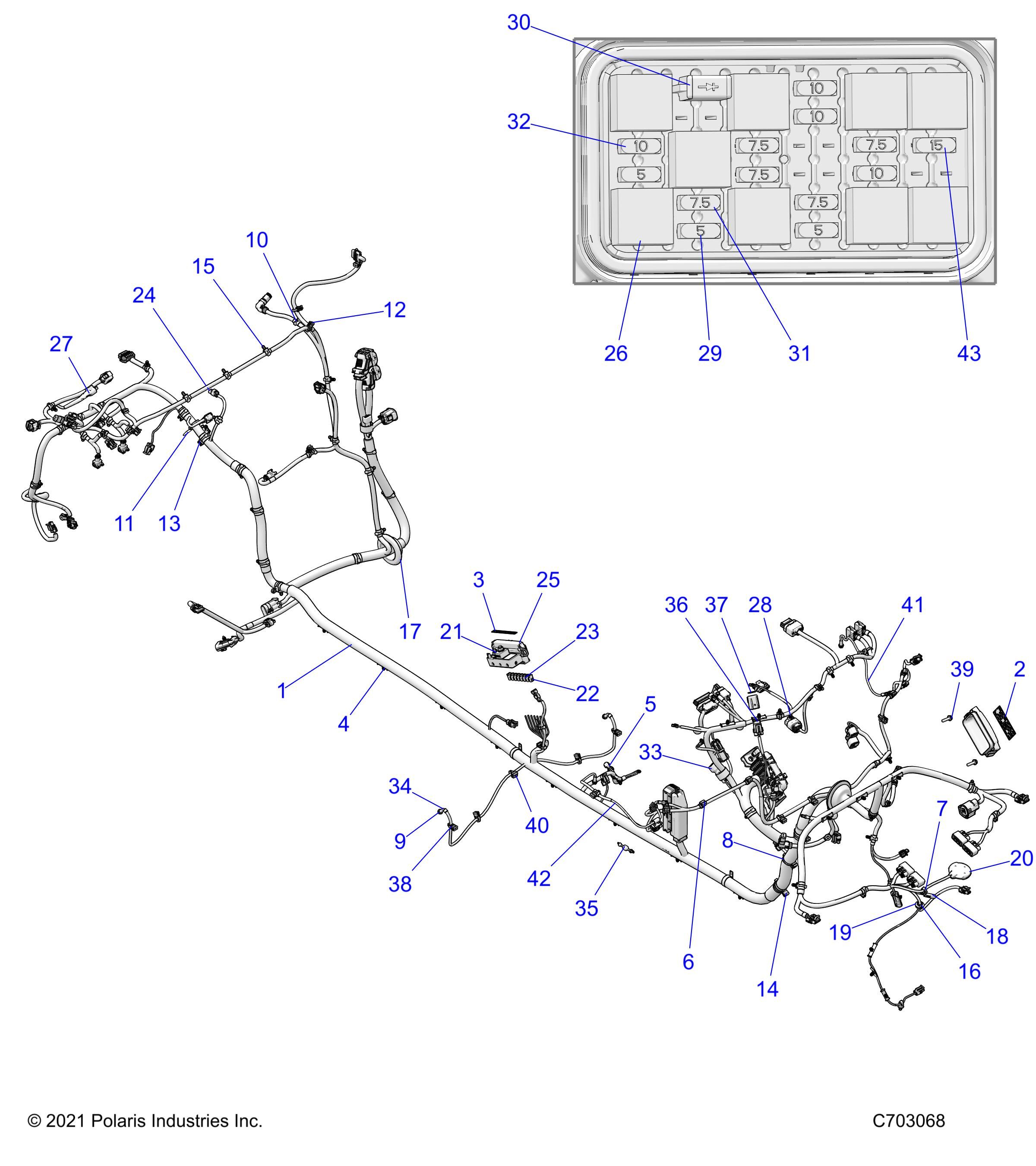 ELECTRICAL WIRE HARNESS CHASSIS POUR RZR TURBO R 64 MULTI PASSENGER AUD M N BLUE 2022