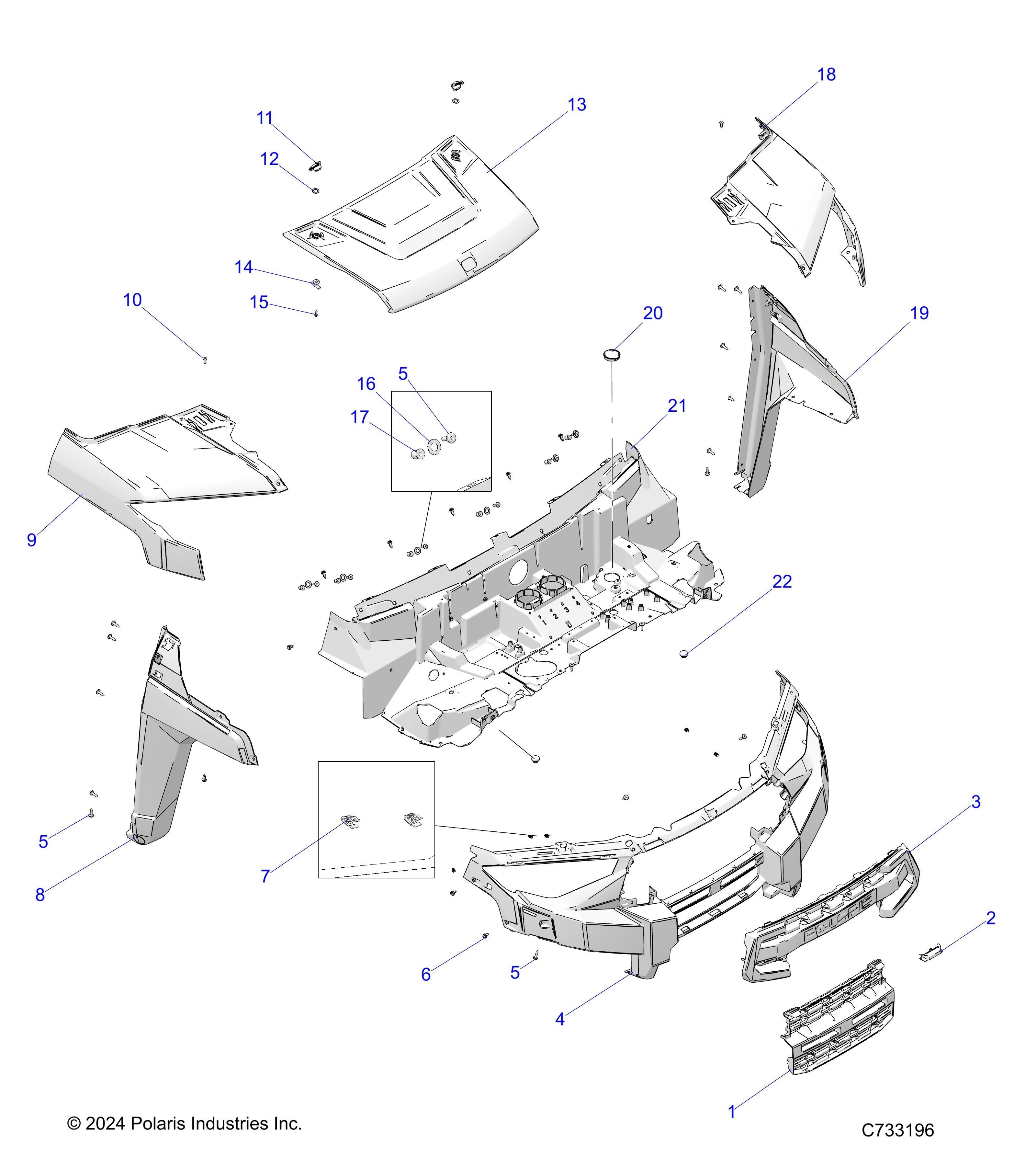CARROSSERIE CAPOT ET FACE AVANT POUR RANGER 1000 XP CREW NSTR PREMIUM 2025