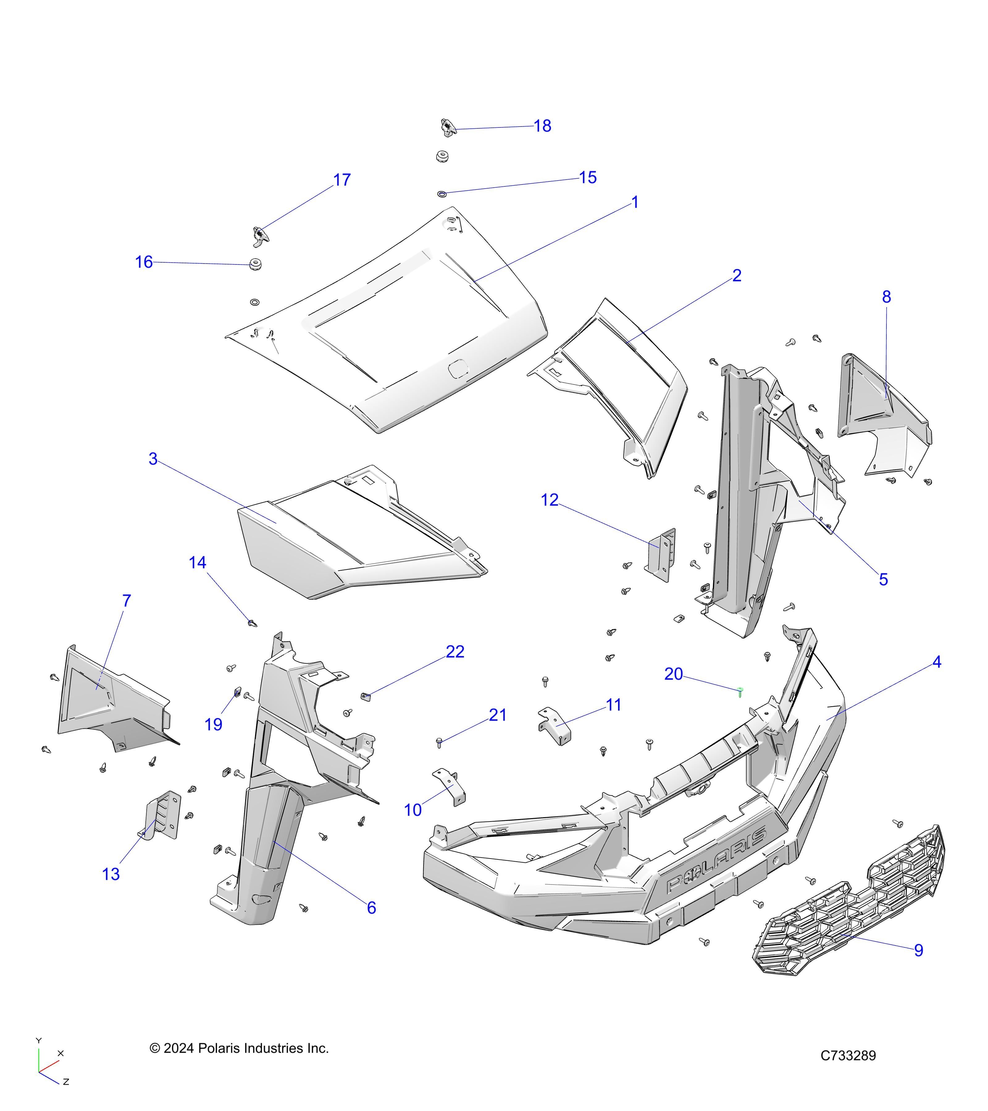 CARROSSERIE CAPOT ET GARDE BOUE AVANT POUR RANGER 570 PREMIUM 2025